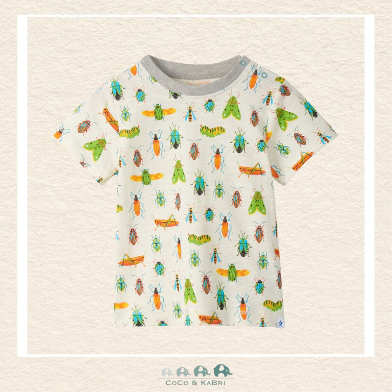 Front view of the Hatley Boys' Graphic Tee featuring a vibrant, multi-species insect print on a high-quality, comfortable cotton-blend fabric