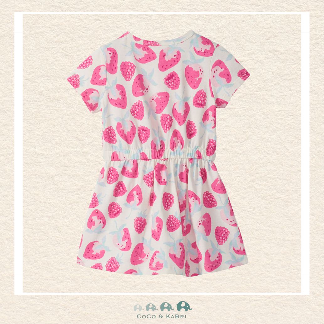 Back view of the Hatley Girls' Delicious Berries Dress showing the clean construction and the professional, stay-put hemline for active play