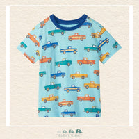 Front view of the Hatley Boys' Graphic Tee featuring a detailed and colorful truck illustration on a high-quality, comfortable fabric
