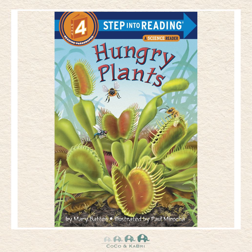 Hungry Plants Step into Reading Level 4 book featuring a detailed cover illustration of a Venus flytrap and other carnivorous plants in a lush swamp environment
