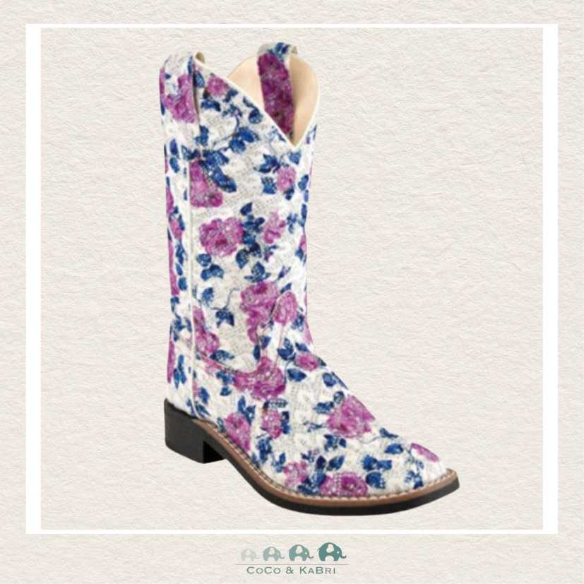 Jama Old West Cowboy Boot - Purple Flower Sparkles (BRE1), CoCo & KaBri Children's Boutique