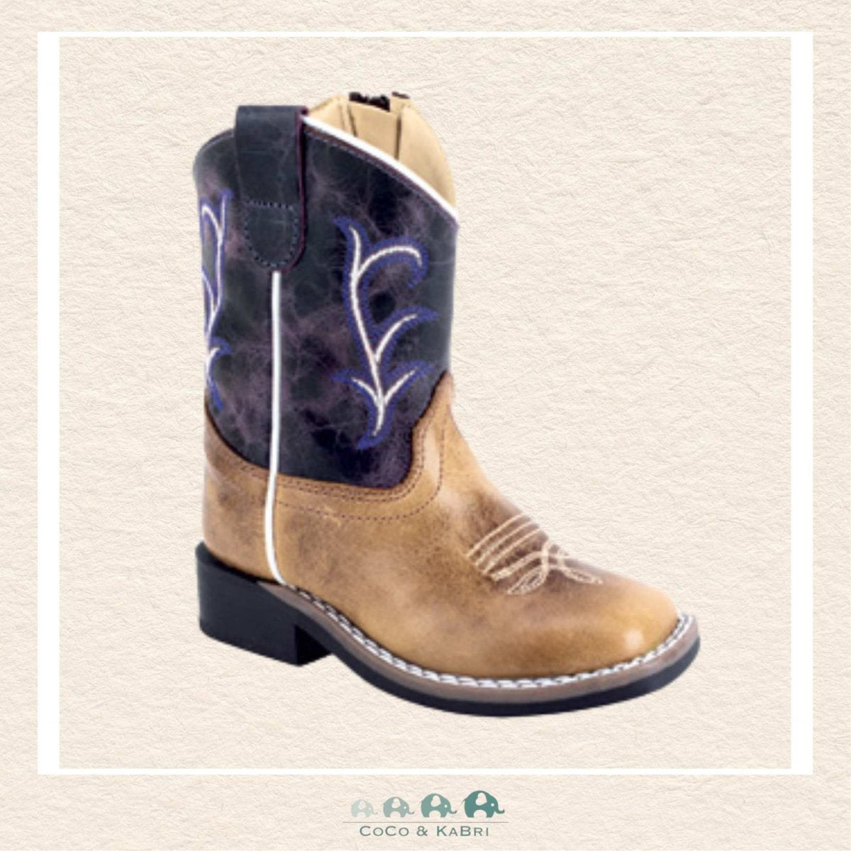 Front view of the Jama Old West Purple Cowboy Boots featuring a vibrant purple leather shaft, a classic leather foot, and a broad square toe