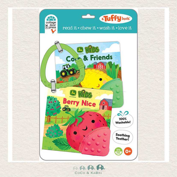 John Deere Kids 2-pack Tuffy Books featuring Corn & Friends and Berry Nice! with integrated teether and farm-themed illustrations