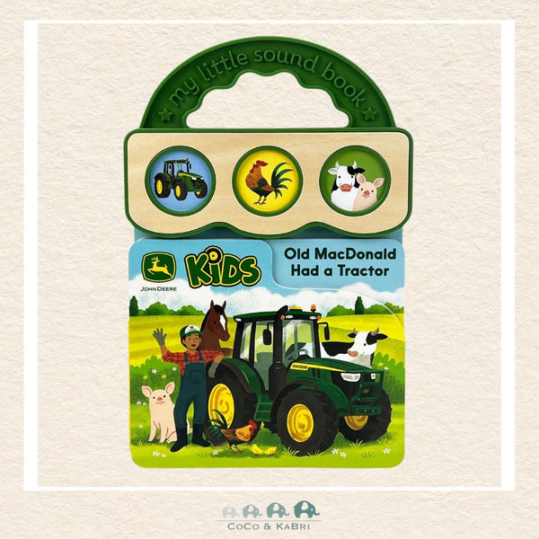 John Deere Kids Old MacDonald Had a Tractor sound book featuring a carry-along handle and interactive buttons for singing along