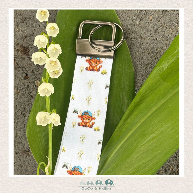 Keychain Wristlet - Highland Cow with Ballcap, CoCo & KaBri Children's Boutique