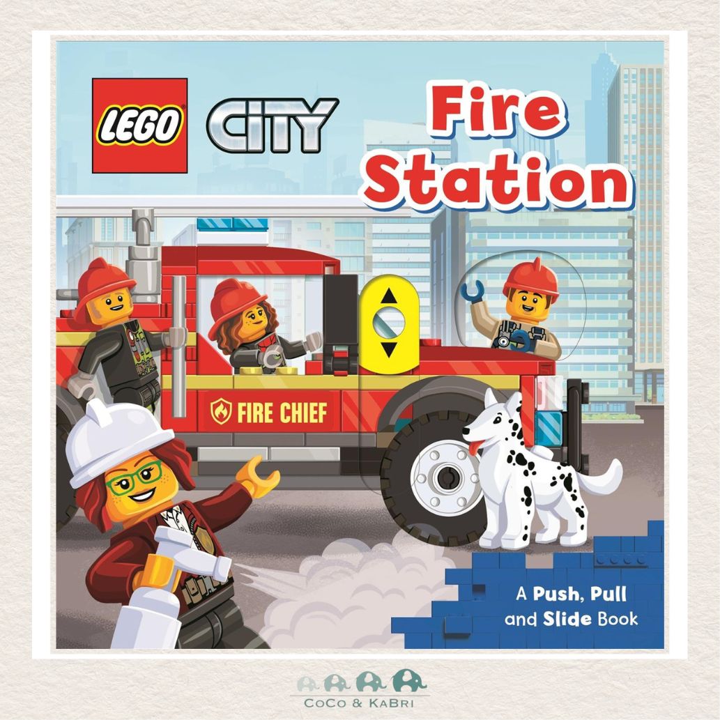 LEGO® City Fire Station A Push, Pull and Slide Book, CoCo & KaBri Children's Boutique