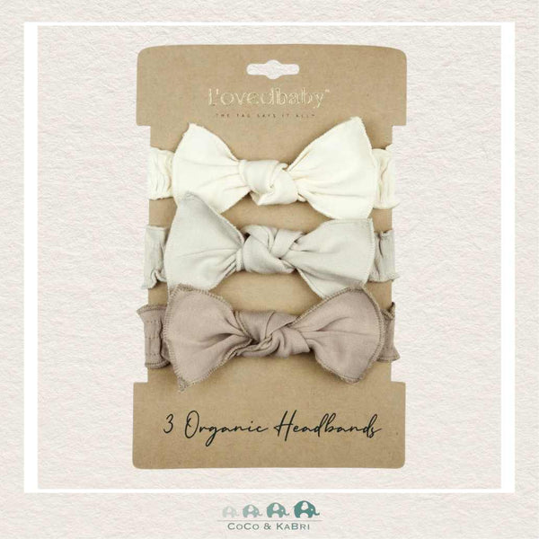 L'oved Baby Organic Headband - Smocked Set of 3 (Neutrals), CoCo & KaBri Children's Boutique