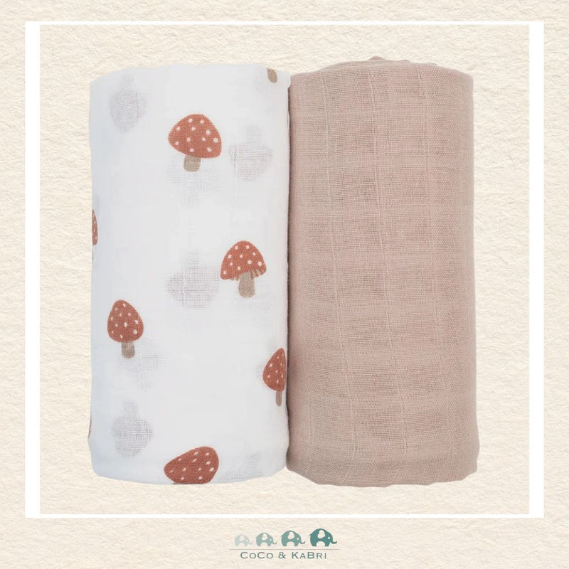 Lulujo 2-Pack Cotton Muslin Swaddle Blankets – Mushroom & Sand, CoCo & KaBri Children's Boutique, Brooks Alberta Canada