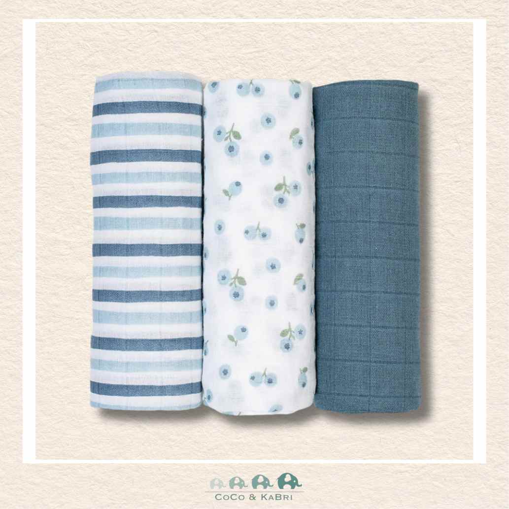 Lulujo 3pk Cotton Receiving Blankets - Blueberries, CoCo & KaBri Children's Boutique, Brooks Alberta Canada