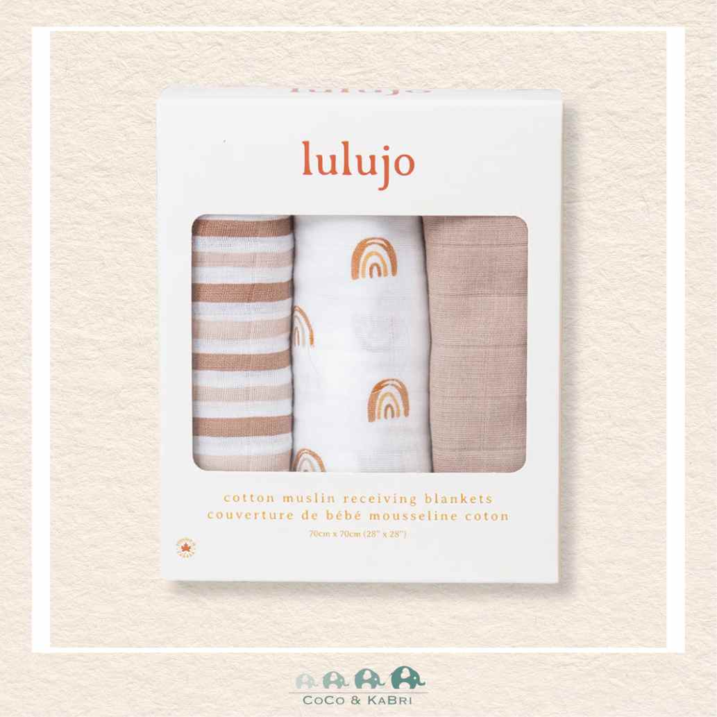 Lulujo 3pk Cotton Receiving Blankets - Rainbows, CoCo & KaBri Children's Boutique, Brooks Alberta Canada