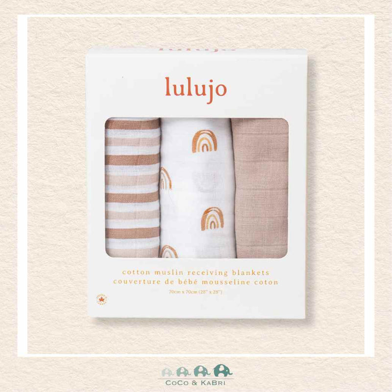 Lulujo 3pk Cotton Receiving Blankets - Rainbows, CoCo & KaBri Children's Boutique, Brooks Alberta Canada