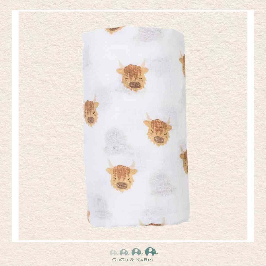 Lulujo: Cotton Muslin Swaddle Blanket - 40x40 - Highland Cow, CoCo & KaBri Children's Boutique, Brooks Alberta Canada