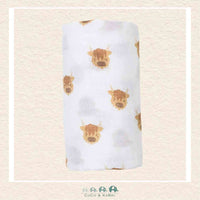 Lulujo: Cotton Muslin Swaddle Blanket - 40x40 - Highland Cow, CoCo & KaBri Children's Boutique, Brooks Alberta Canada