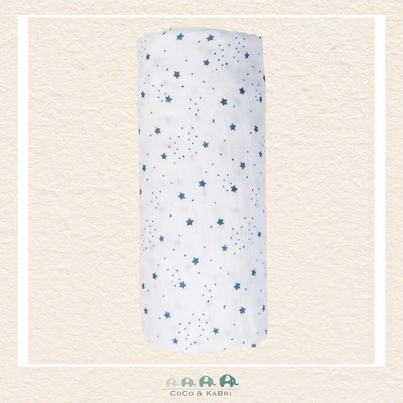 Lulujo Single Cotton Muslin Swaddle Blanket – Blue Stars, CoCo & KaBri Children's Boutique, Brooks Alberta Canada