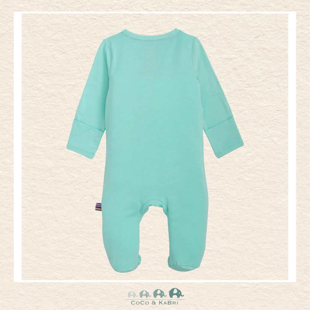 Back view of Magnetic Me Aloe baby footie showing the streamlined boutique fit and breathable modal material for a peaceful night's sleep | Canada