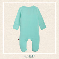 Back view of Magnetic Me Aloe baby footie showing the streamlined boutique fit and breathable modal material for a peaceful night's sleep | Canada