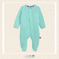 Magnetic Me Aloe baby footie in silky-soft modal fabric featuring hidden magnetic closures for effortless changes in a calming green boutique color | Canada