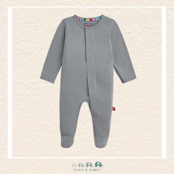 Magnetic Me: Arctic Grey Modal Magnetic Footie, Front View, CoCo & KaBri Children's Boutique, Brooks Alberta Canada