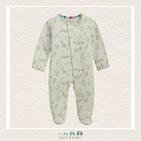 Magnetic Me Base Camp Buddies baby footie in GOTS certified organic cotton featuring hidden magnetic closures and a whimsical outdoor adventure boutique print | Canada