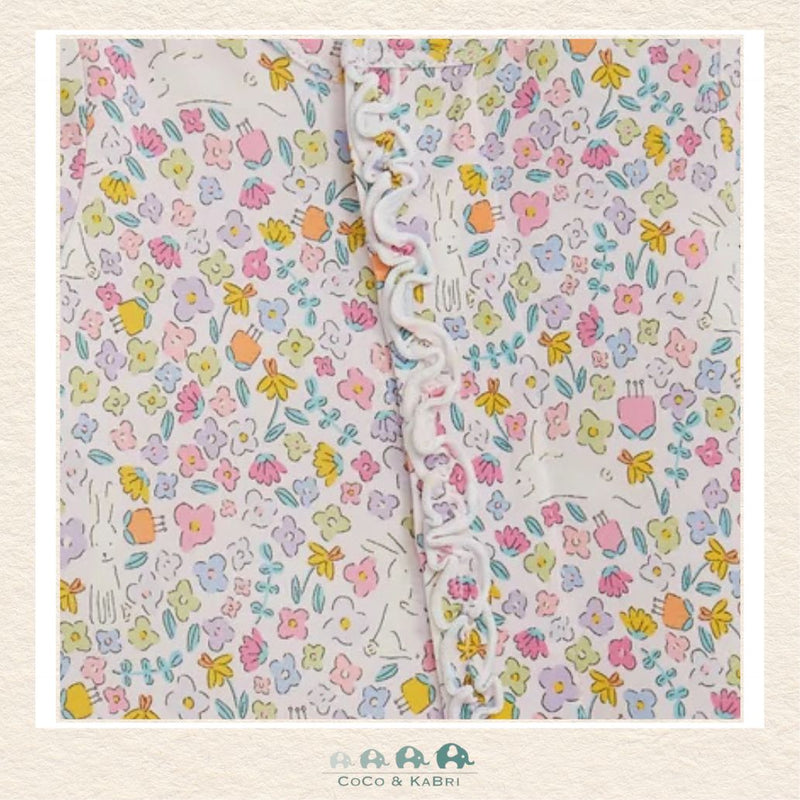 Magnetic Me: Bunny Blossom Modal Ruffle Footie, View of Pattern, CoCo & KaBri Children's Boutique, Canada