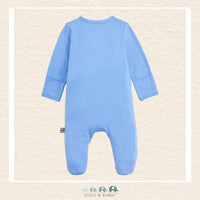 Back view of Magnetic Me Cloud Blue baby footie showing the premium tailored fit and high-quality breathable material for all-day comfort | Canada