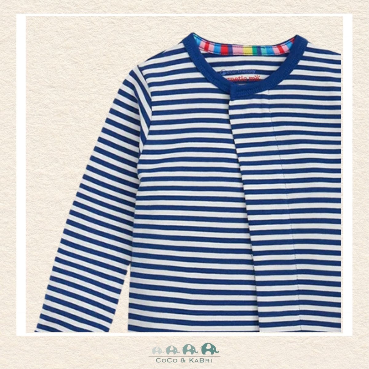 Magnetic Me CloudStretch™ - Blue Stripes Sleeper, Close Up View, CoCo & KaBri Children's Boutique, Brooks Alberta Canada