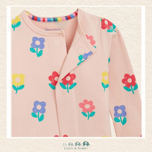 Close-up of Magnetic Me Pink Flower coverall highlighting the hidden magnetic fastener technology and the high-performance CloudStretch boutique fabric texture | Canada