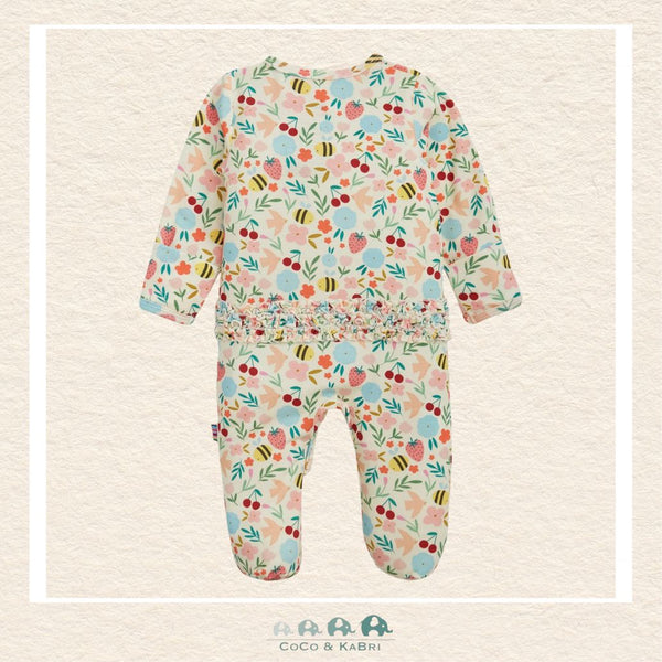 Back view of Magnetic Me Honey Blossom baby footie showing the streamlined boutique fit and breathable modal material for all-day comfort | Canada