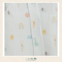 Close-up of Magnetic Me Lullaby Sky footie highlighting the hidden magnetic fastener technology and the delicate print on exceptionally soft boutique modal fabric | Canada