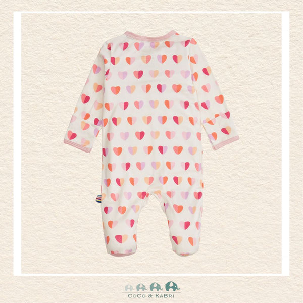 Back view of Magnetic Me Pink XOXO baby footie showing the streamlined boutique fit and high-quality breathable fabric for all-day comfort | Canada