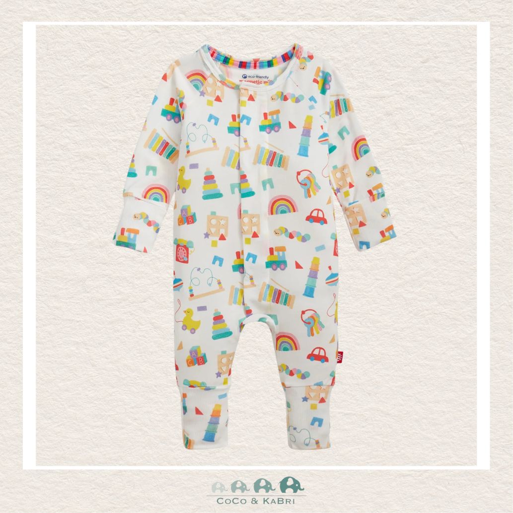 Magnetic Me Play All Day baby coverall in ultra-soft, breathable modal fabric featuring hidden magnetic closures for lightning-fast changes and a premium boutique fit | Canada