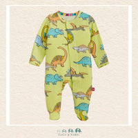 Magnetic Me Roar & Explore baby footie in silky-soft modal fabric featuring hidden magnetic closures for easy changes and a playful dinosaur adventure print | Canada