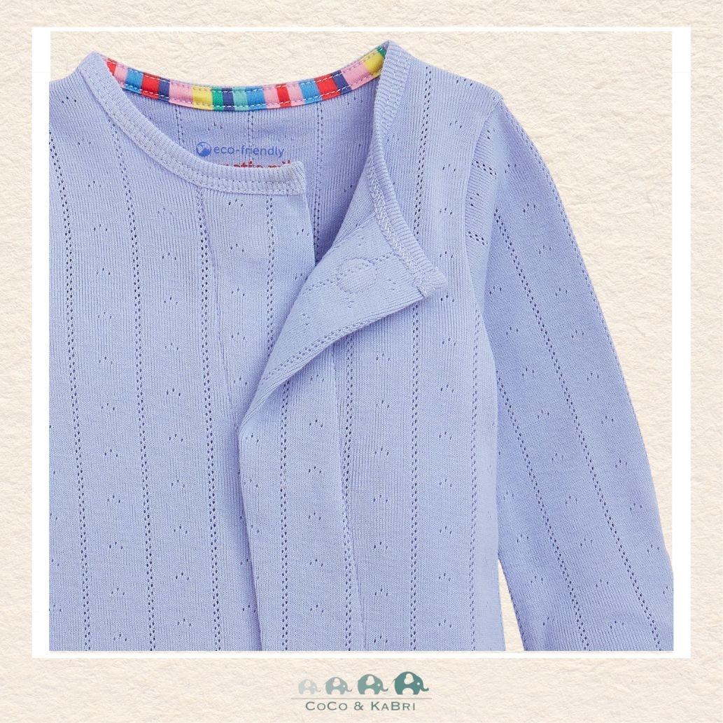 Back view of Magnetic Me Wisteria baby footie showing the delicate pointelle texture and the streamlined boutique fit for a sophisticated look | Canada