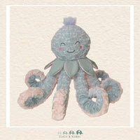 Front view of the Mary Meyer Aqua Octopus from the Fab Fuzz collection featuring long, poseable tentacles and a friendly, embroidered face