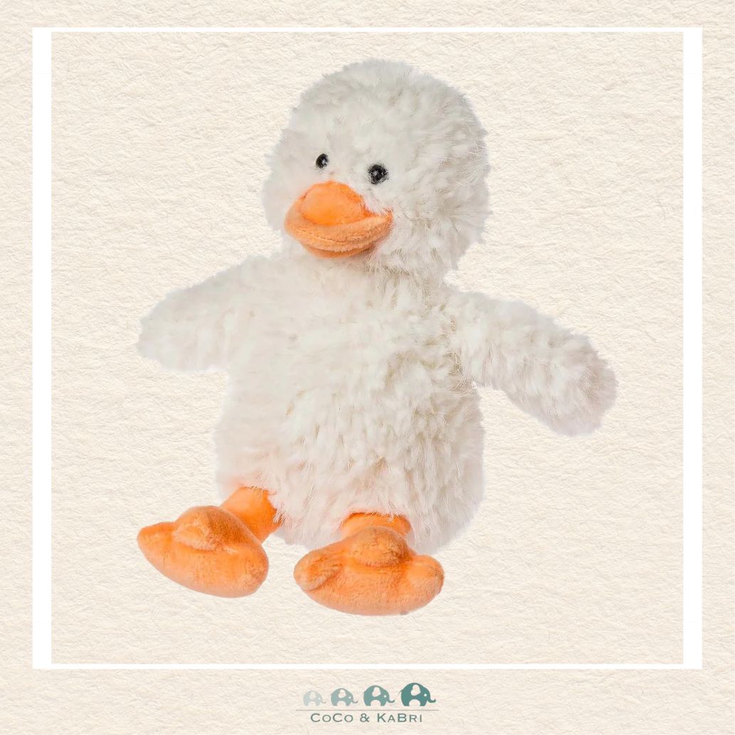 Front view of the Mary Meyer 5-inch Whispers Duck in crisp snowy white showing its charming silhouette and premium baby-safe construction