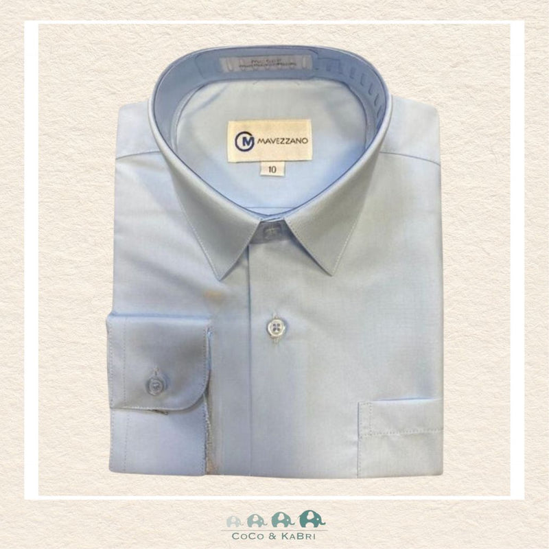 Mavezzano Boys Dress Shirt: Sateen Light Blue, CoCo & KaBri Children's Boutique