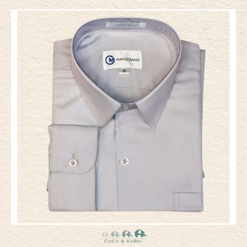 Mavezzano Boys Dress Shirt: Sateen Silver, CoCo & KaBri Children's Boutique