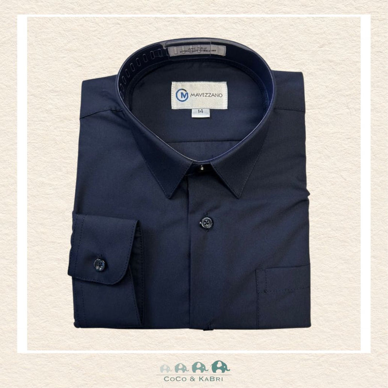 Mavezzano Dress Shirt - Sateen Navy, CoCo & KaBri Children's Boutique