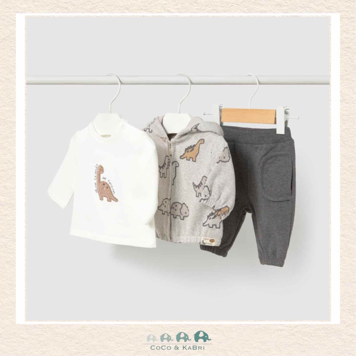 Mayoral Baby Boy 3 Piece Dinosaur Outfit, CoCo & KaBri Children's Boutique, Brooks Alberta Canada