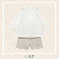 Back view of Mayoral baby boy formal set showing the high-quality tailoring and breathable linen-blend construction | Canada