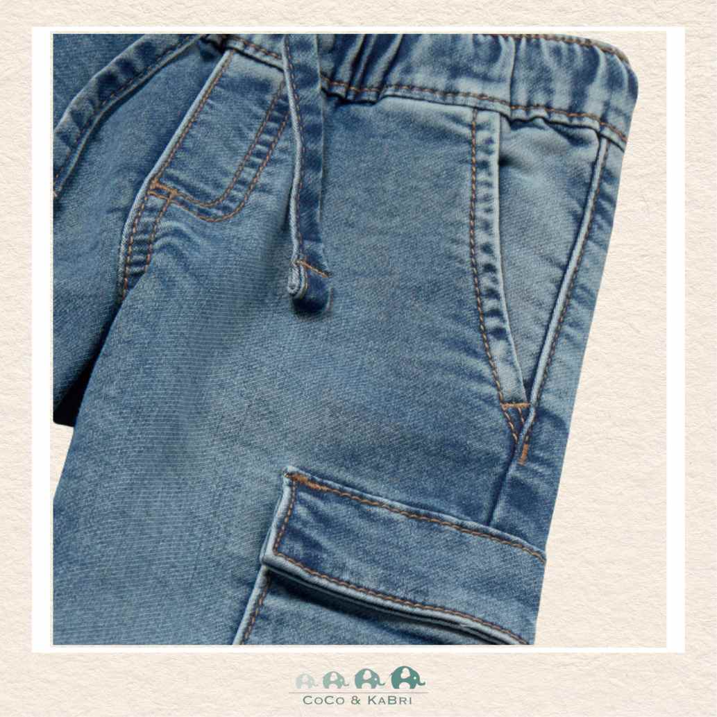 Mayoral: Baby Boy/ Toddler Soft Denim Cargo Pants - Light Wash, CoCo & KaBri Children's Boutique, Brooks Alberta Canada