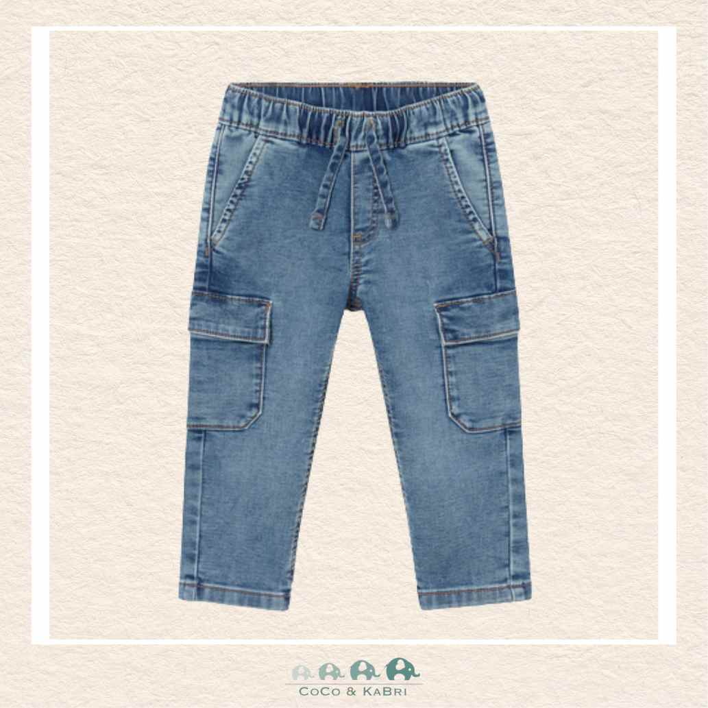 Mayoral: Baby Boy/ Toddler Soft Denim Cargo Pants - Light Wash, CoCo & KaBri Children's Boutique, Brooks Alberta Canada