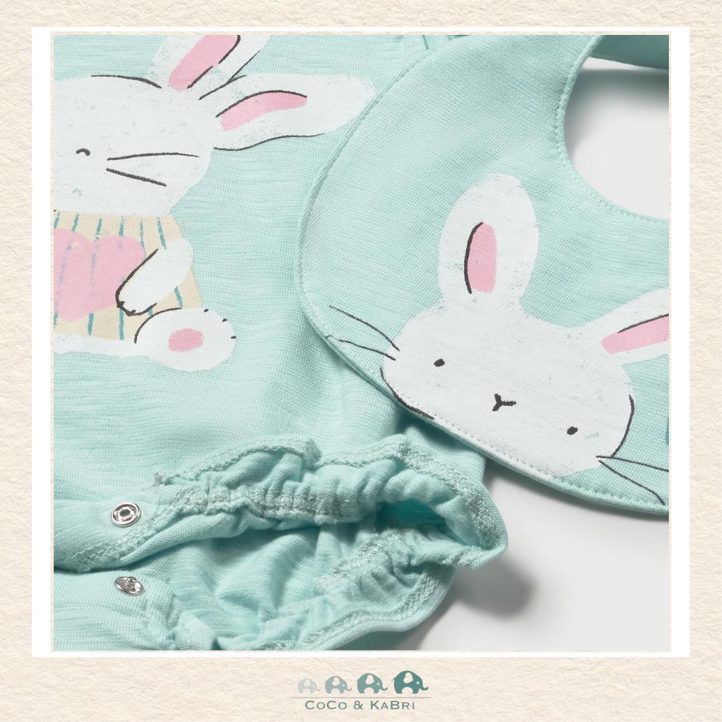 Close-up of Mayoral fabric showing the premium 100% cotton texture and adorable bunny-inspired accents | Canada