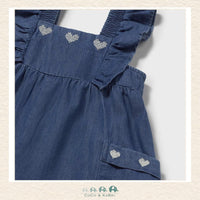 Close-up of Mayoral denim fabric showing the detailed triple heart motif and premium lightweight texture | Canada