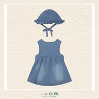 Back view of Mayoral baby girl denim dress showing the secure back closure and high-quality indigo fabric | Canada
