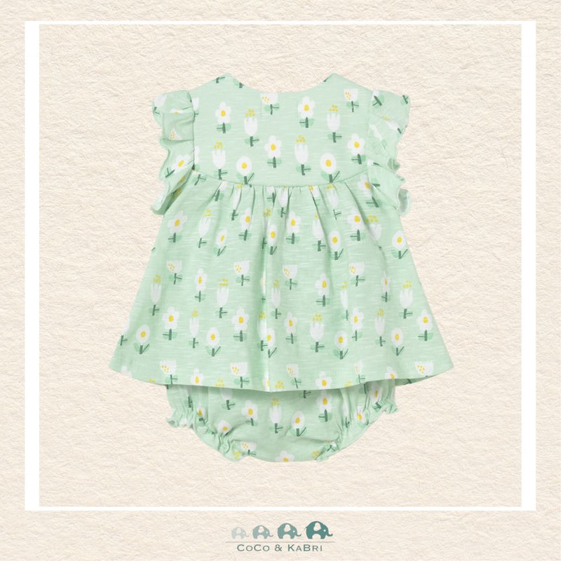 Back view of Mayoral baby girl dress showing the high-quality 100% cotton lining and secure closure | Canada