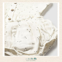Close-up of Mayoral fabric showing the premium natural cotton texture and delicate milestone details | Canada