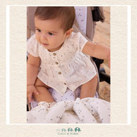 Mayoral Baby Girl Dress and Bloomers set on infant showing the timeless silhouette and 100% cotton comfort | Canada