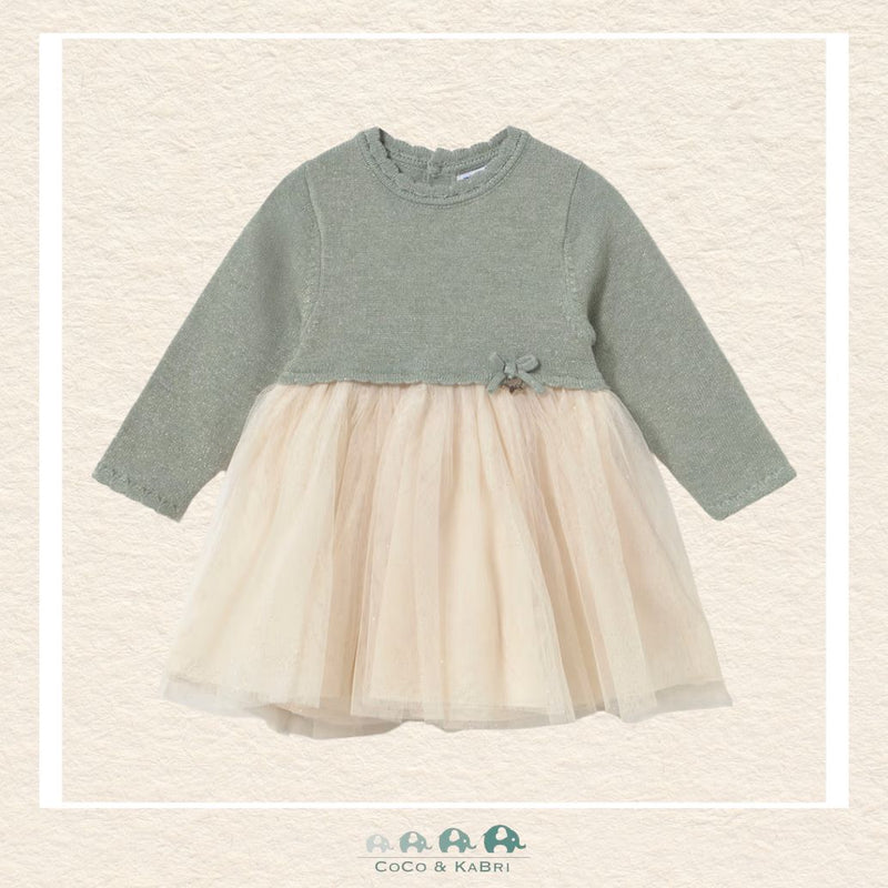 Mayoral Baby Girl Green & Cream Dress, CoCo & KaBri Children's Boutique, Brooks Alberta Canada