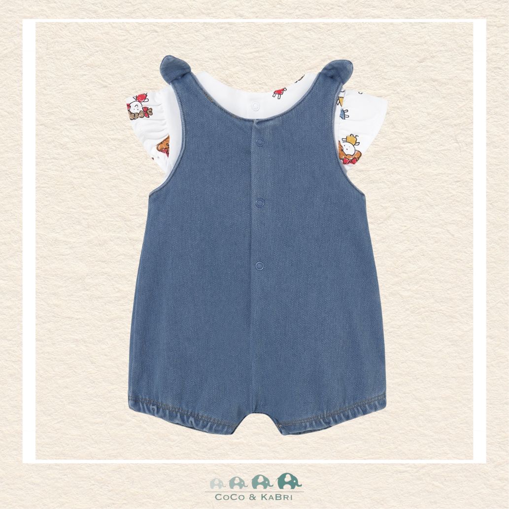 Back view of Mayoral baby girl overalls showing the high-quality tailoring and durable cotton-blend construction | Canada